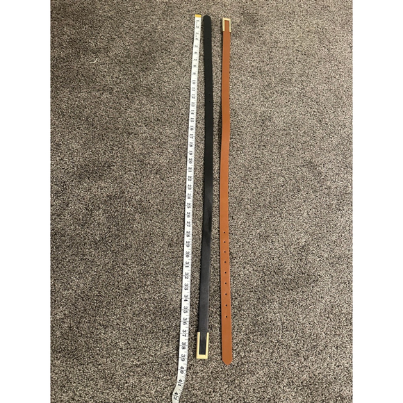 Women's Belts One Size Black Brown Gold Buckle Set of 2 - Picture 4 of 7